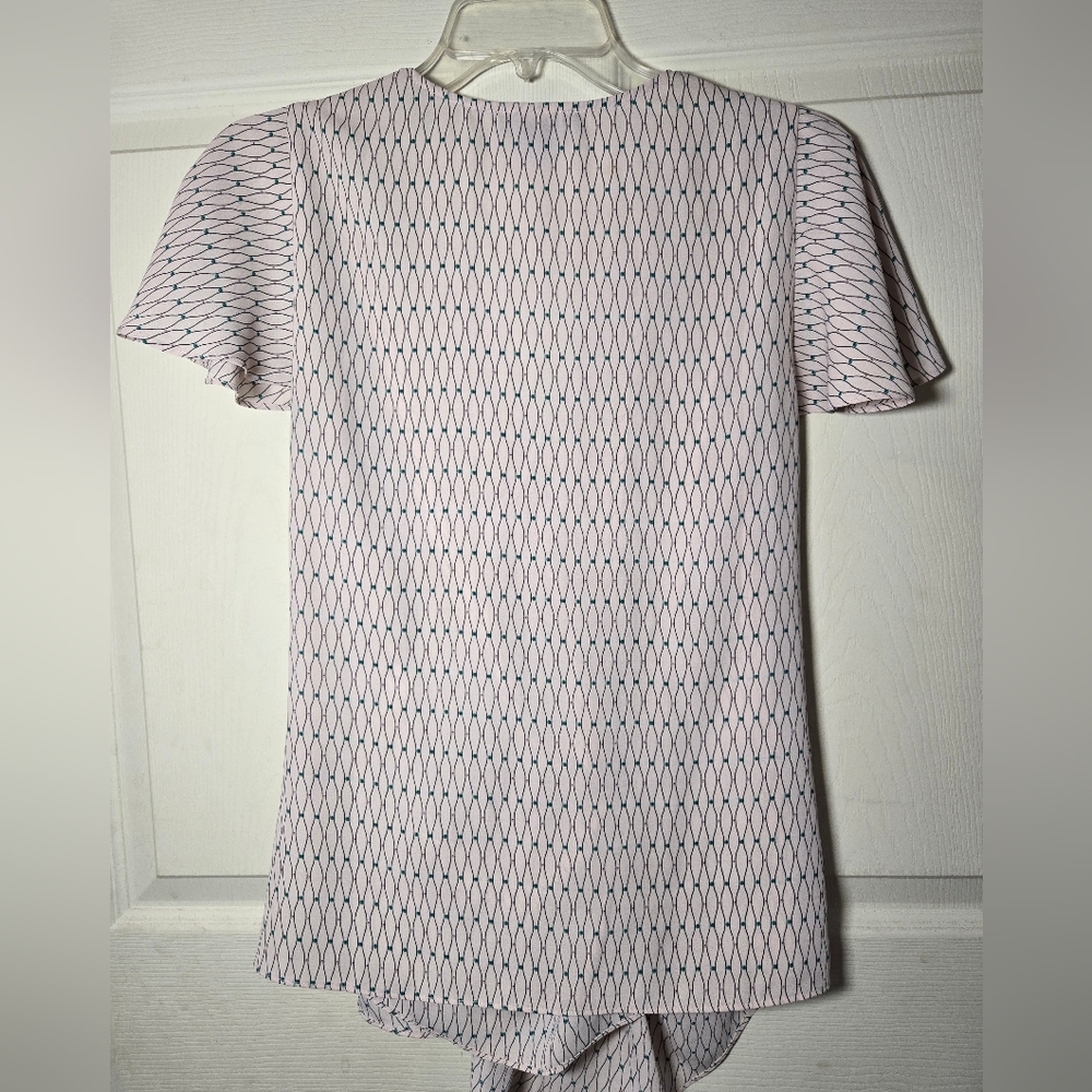 Trouve Asymmetrical Wrap Blouse with Flutter Sleeves - Picture 2 of 5